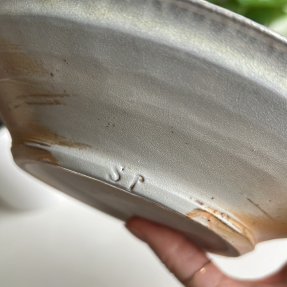 Handmade Striped Pottery Bowl Catchall Decor Vintage - Picture 8 of 16